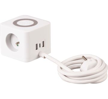 Strend Pro 2130077 Kabel , prodlužovací, tvar kostka, USB-C+A, bezdrátové nabíjení, 1,4 m, Wireless