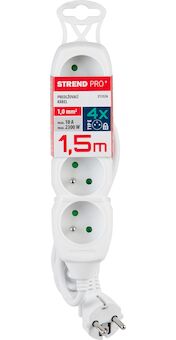 Strend Pro 213326 Kabel DG-F804B L-1,5 m, prodlužovací kabel, bílý, 4x zásuvka