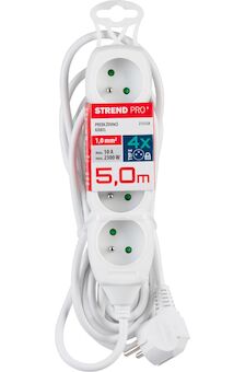 Strend Pro 213328 Kabel DG-F804B L-5 m, prodlužovací kabel, bílý, 4x zásuvka