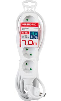 Strend Pro 213329 Kabel DG-F804B L-7 m, prodlužovací kabel, bílý, 4x zásuvka