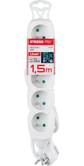Strend Pro 213330 Kabel DG-F805B L-1,5 m, prodlužovací kabel, bílý, 5x zásuvka