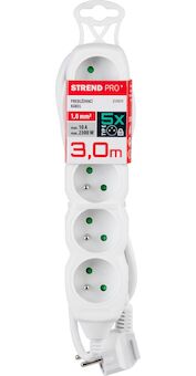 Strend Pro 213331 Kabel DG-F805B L-3 m, prodlužovací kabel, bílý, 5x zásuvka
