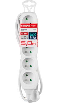 Strend Pro 213332 Kabel DG-F805B L-5 m, prodlužovací kabel, bílý, 5x zásuvka