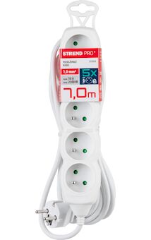 Strend Pro 213333 Kabel DG-F805B L-7 m, prodlužovací kabel, bílý, 5x zásuvka