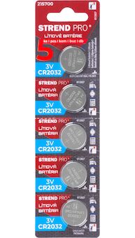 Strend Pro 215700 Baterie , Li-MnO2, 5 ks, CR2032