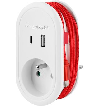 Strend Pro 215726 Zásuvka , USB A+C, s USB kabelem C