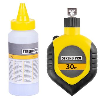 Strend Pro 2160556 G536 Zednická šňůra L-30 m, s navíječem + modrý prášek pro značení zdiva