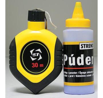 Strend Pro 2160557 Zednická šňůra G532 L-15 m, s navíječem + modrý prášek pro značení zdiva