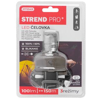 Strend Pro 2172549 Čelovka Headlight H833, 2W CreeLED, ZOOM, 100 lm, 3xAAA, ultra lehká