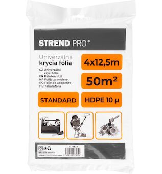 Strend Pro 2172823 Fólie krycí Standard, malířská, 4x12,5 m, 10mikrometr, zakrývací