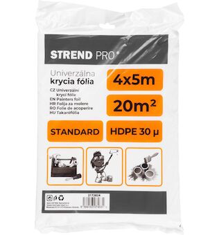 Strend Pro 2172824 Fólie krycí Standard, malířská, 4x5 m, 30mikrometr, zakrývací
