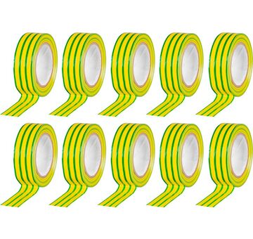 Strend Pro 2173074 Páska , 19 mm, L-10 m, Max. 80°C, 600V, zelenožlutá, izolační, lepící, PVC, bal. 10 ks