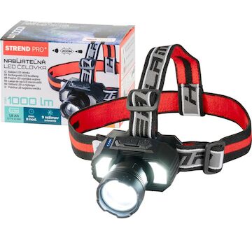Strend Pro 2173364 Čelovka Headlight XL121807, LED, 900 lm, ZOOM, 1800 mAh, USB nabíjanie