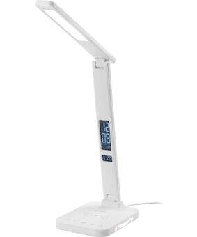 Strend Pro 2173604 Lampa , stolní, LED, bezdrátové nabíjení, volba intenzity světla, s displejem, hodiny, budík, teploměr, 4 W, bílá