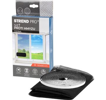 Strend Pro 2210649 FlyScreen2 150x90 cm, síť proti hmyzu a komárům, okno, černý PE
