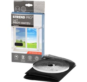 Strend Pro 2210650 FlyScreen2 150x130 cm, síť proti hmyzu a komárům, na okno, černá PE