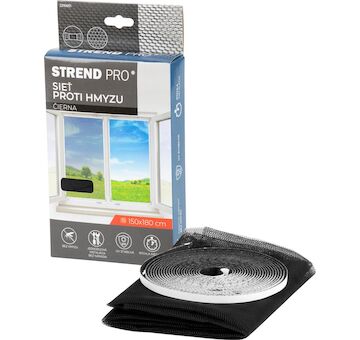Strend Pro 2210651 FlyScreen2 150x180 cm, síť proti hmyzu a komárům, na okno, černá PE