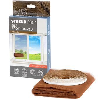 Strend Pro 2210653 FlyScreen3 150x090 cm, síť proti hmyzu a komárům, na okno, hnědý PE