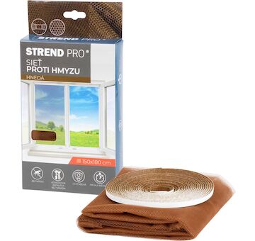 Strend Pro 2210655 FlyScreen3 150x180 cm, síť proti hmyzu a komárům, na okno, hnědý PE