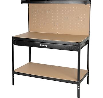 Strend Pro 2212758 Stůl Racks DWB60, pracovní, do dílny, 1x zásuvka, 120x60x150 cm, max. 230 kg