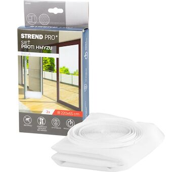 Strend Pro 221485 FlyScreen 220x65 cm, síť proti komárům a hmyzu, pro balkonové dveře, bílá, balení. 2 ks