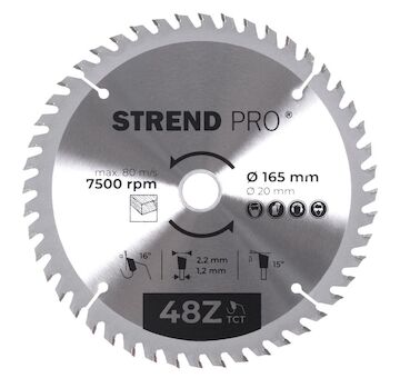 Strend Pro 2232021 TCT 165x2,2x20/16 mm 48Z, pilový list na dřevo, SK plátky