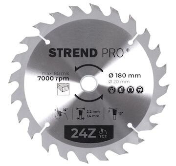 Strend Pro 2232022 TCT 180x2,2x20/16 mm 24T, pilový kotouč na dřevo, SK plátky
