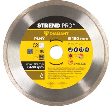 Strend Pro 223920 521B, 180 mm, diamantový kotouč, plný