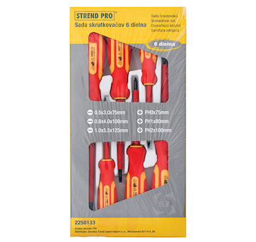 Strend Pro 2250133 Sada šroubováků SD0118, VDE 6 dílů, ploché + křížové, elektrikářské, 1000V