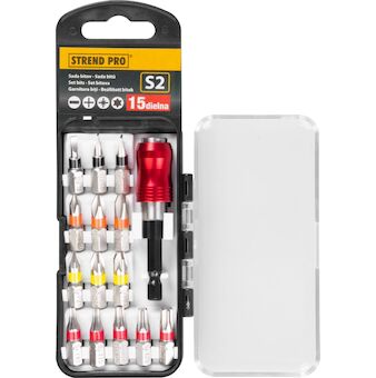 Strend Pro 2250276 Sada bitů EVE-12077 - 15 kusů, L-25 mm, S2 + držák bitů