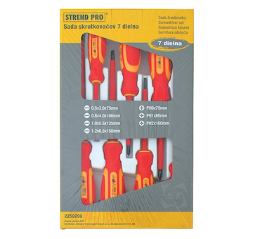 Strend Pro 2250298 Sada šroubováků YF20719, VDE 7 dílů, ploché + křížové, elektrikářské, 1000V