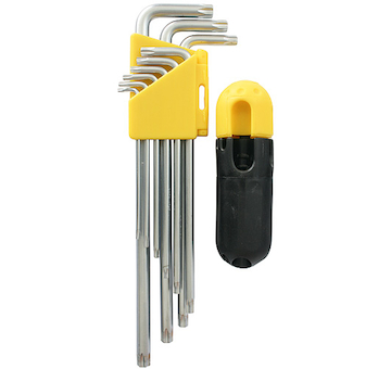 Strend Pro 2310309 Sada klíčů HK7008, 9 kusů, T10-T50, Torx, Cr-V, nástrčné hlavice