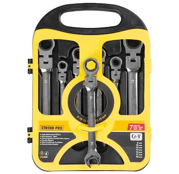 Strend Pro 232397 Sada klíčů CSS819, 7 kusů, ráčnový klíč, 8-19 mm