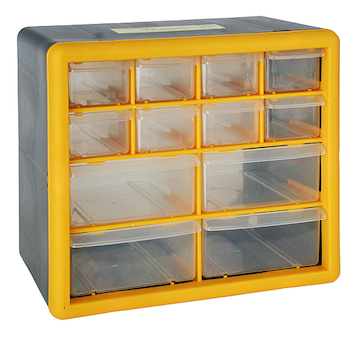 Strend Pro 239122 Nástěnný organizér SBx3045-B, 12 zásuvek, 26,5x16x23,5 cm, max. 12 kg