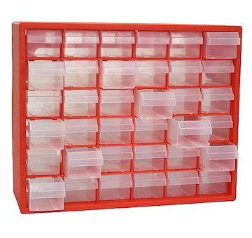 Strend Pro 239145 Nástěnný organizér SBx3045, 36 zásuvek, 40,5x30,5x65 cm, max. 25 kg