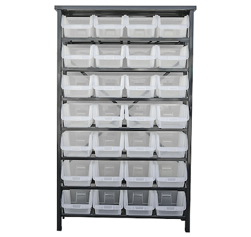 Strend Pro 239383 Stojan s plastovými boxy HL3205, 28 zásobníků, 94x30x150 cm