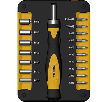 Strend Pro 239666 Sada bitů a nástrčných hlavic WT536, 18 kusů, se šroubovákem