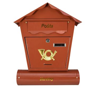 Strend Pro 252243 Poštovní schránka NESTOR, 370x100x440 mm, poštovní, s tubusem na noviny, hnědá