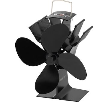 Strend Pro 254708 Ventilátor , krbový, stojanový, poháněný teplem, 4-lopatkový, černý