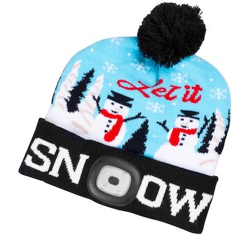 Strend Pro 3133514 Čepice X-mas Let it snow blue L, 4x SMD LED, USB nabíjení