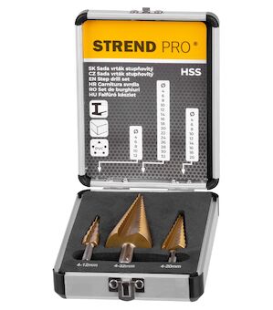 Strend Pro 4201225 Sada vrtáků , stupňovitá, balení. 3 ks