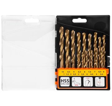 Strend Pro 420141 Sada vrtáků FD032, 19 kusů TiN HSS, do kovu