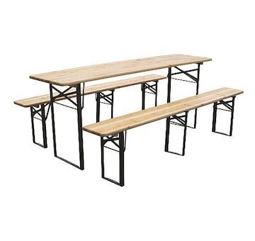 Strend Pro 802028A Pivní set DORTMUND Medium3, stůl 200x50x77 cm, 2x lavice 200x25x47 cm, dřevo 27 mm