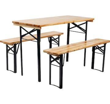 Strend Pro 802039 Set pivní DORTMUND Mini3, stůl 117x56x76, 5 cm, 2x lavice 117x25x46, 5 cm, dřevo 27 mm