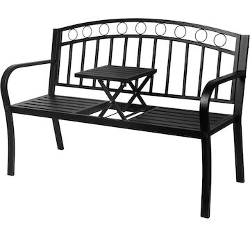 Strend Pro 802040 Lavička PEGI, záhradní so stolečkem, kovová 127x53x84 cm