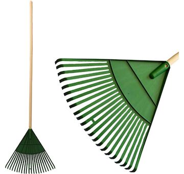 Strend Pro Garden 211120 Hrábě na listí R121.WH, 22 lamelové, vějířové, dřevěná násada 1300 mm, mix barev