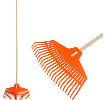 Strend Pro Garden 211137 R132 Hrábě na listí, 23 zubů, 42 cm, plast, dřevěná násada 1500 mm, celková délka 163 cm