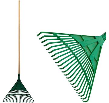 Strend Pro Garden 211156 R122.WH hrábě na listí, 22 zubů, 49 cm, vějíř, plast, dřevěná násada 1300 mm