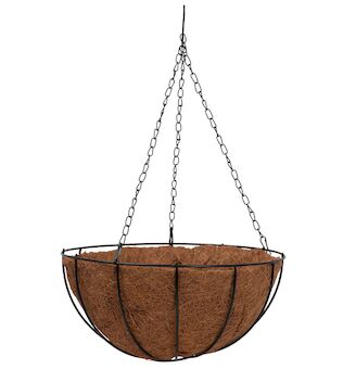 Strend Pro Garden 221837 Květináč LC-CocoH-24, 35x35x17 cm, visací, ocel/kokos, závěsný, s řetízkem a věšákem