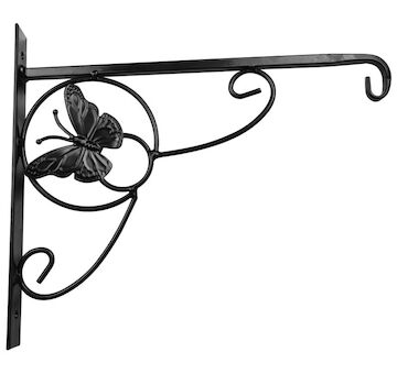 Strend Pro Garden 255549 Věšák , držák, na květináč, dekorativní s motýlem, kov, 28x28 cm